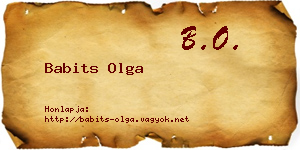 Babits Olga névjegykártya